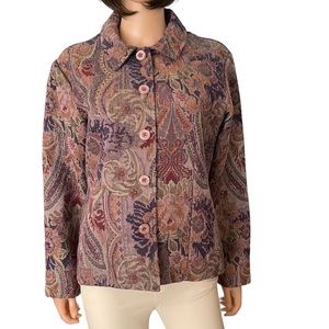 NWOT Vintage Coldwater Creek purple tapestry paisley jacket